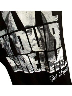 Y2K T Shirt Medium Cash Player NEW GET LUCKY LIVE MONEY DREAM HIP HOP Graphic